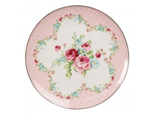 Růžový porcelánový dezetní talířek Laverne - Ø 20*2 cm