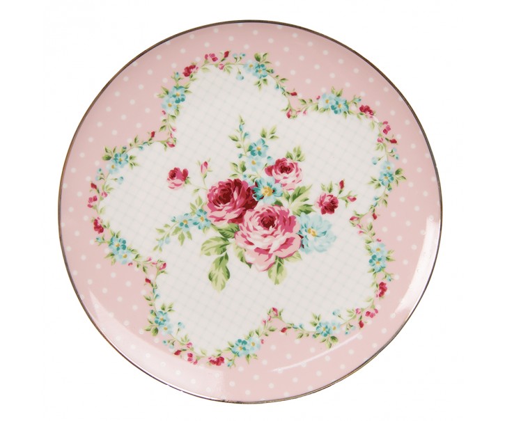 Růžový porcelánový dezetní talířek Laverne - Ø 20*2 cm