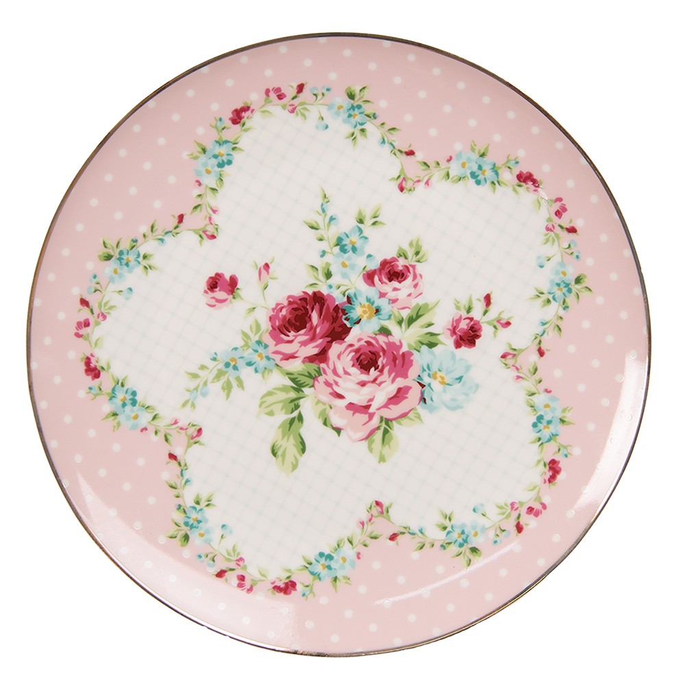 Růžový porcelánový dezetní talířek Laverne - Ø 20*2 cm