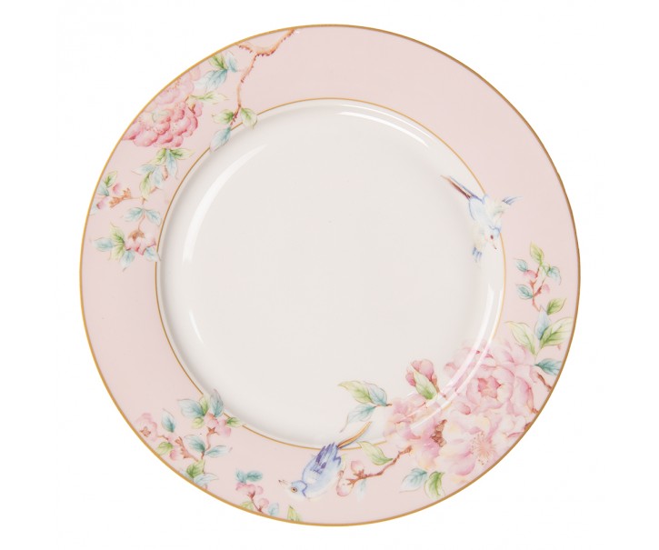 Porcelánový jídelní talíř s růžovými květy Rosa - Ø 27*2 cm