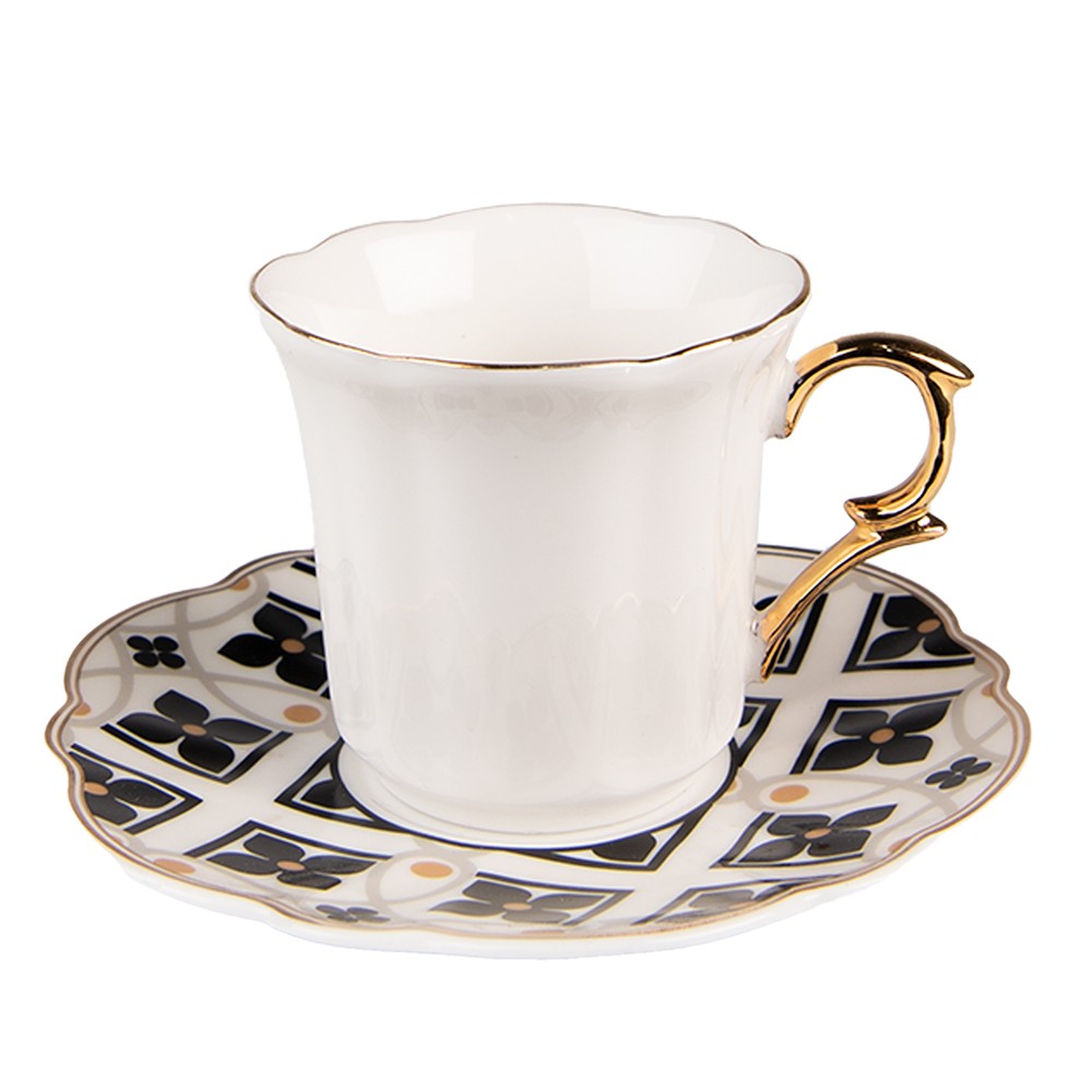 Bílý porcelánový šálek s barevným podšálkem Cuppie - Ø 12*7 / 95 ml