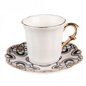 Bílý porcelánový šálek s barevným podšálkem Cuppie - Ø12*7 / 95 ml