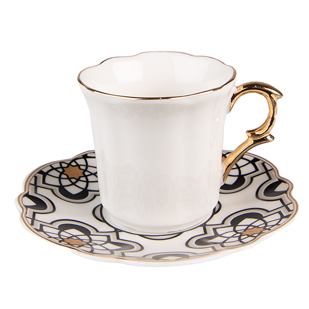 Bílý porcelánový šálek s barevným podšálkem Cuppie - Ø12*7 / 95 ml