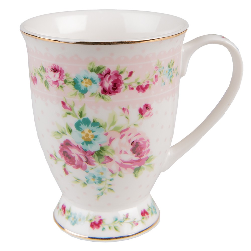 Růžový porcelánový hrneček Laverne - 12*9*10 cm / 296 ml Clayre & Eef