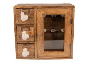 Dřevěná nástěnná skříňka na klíče se šuplíčky Chick Bei  - 31*10*31 cm