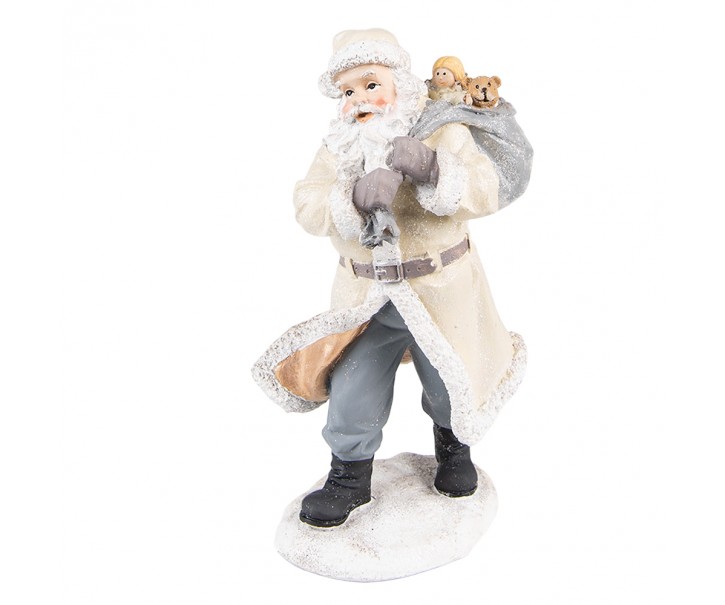 Béžová dekorace Santa s pytlem hraček - 11*9*21 cm