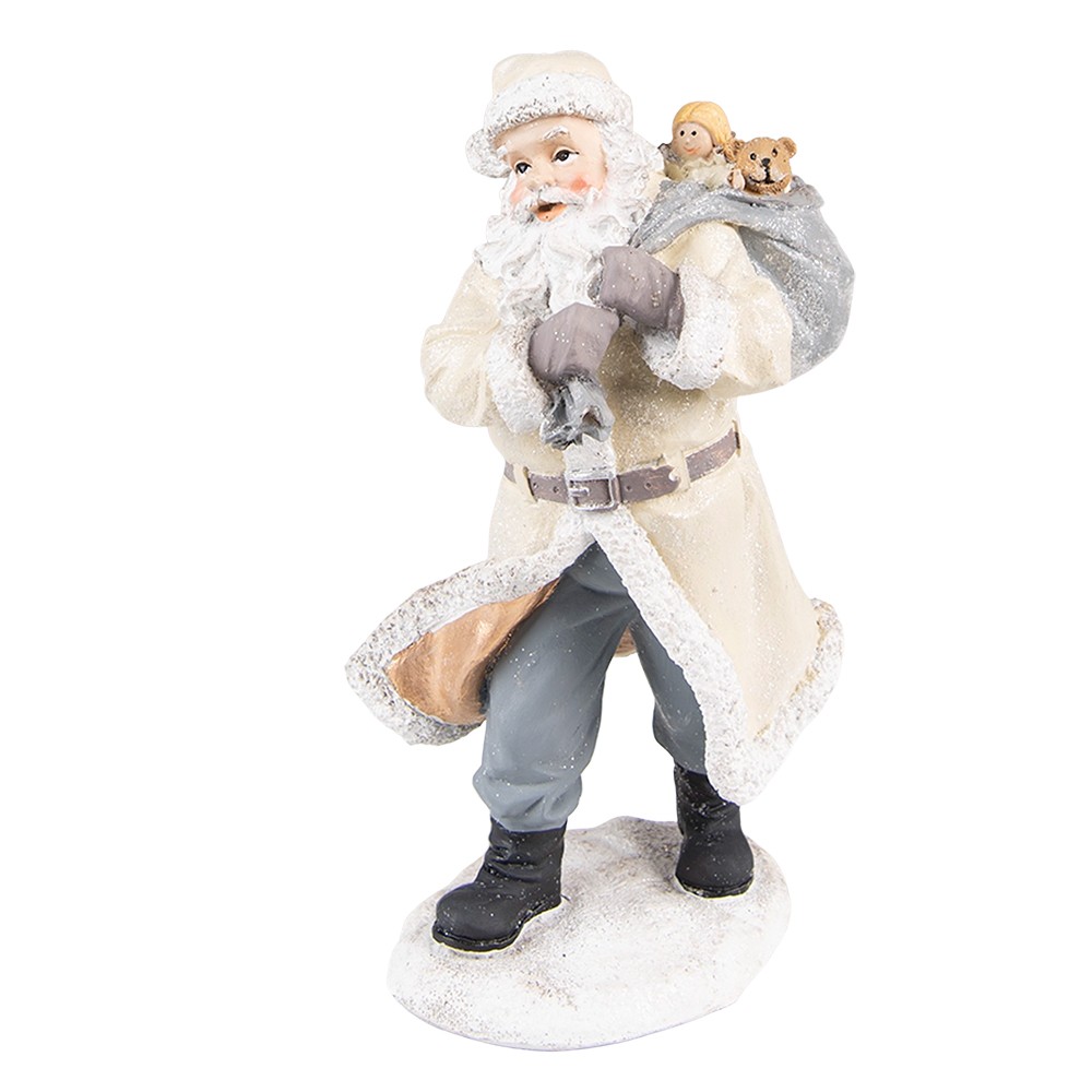 Béžová dekorace Santa s pytlem hraček - 11*9*21 cm Clayre & Eef