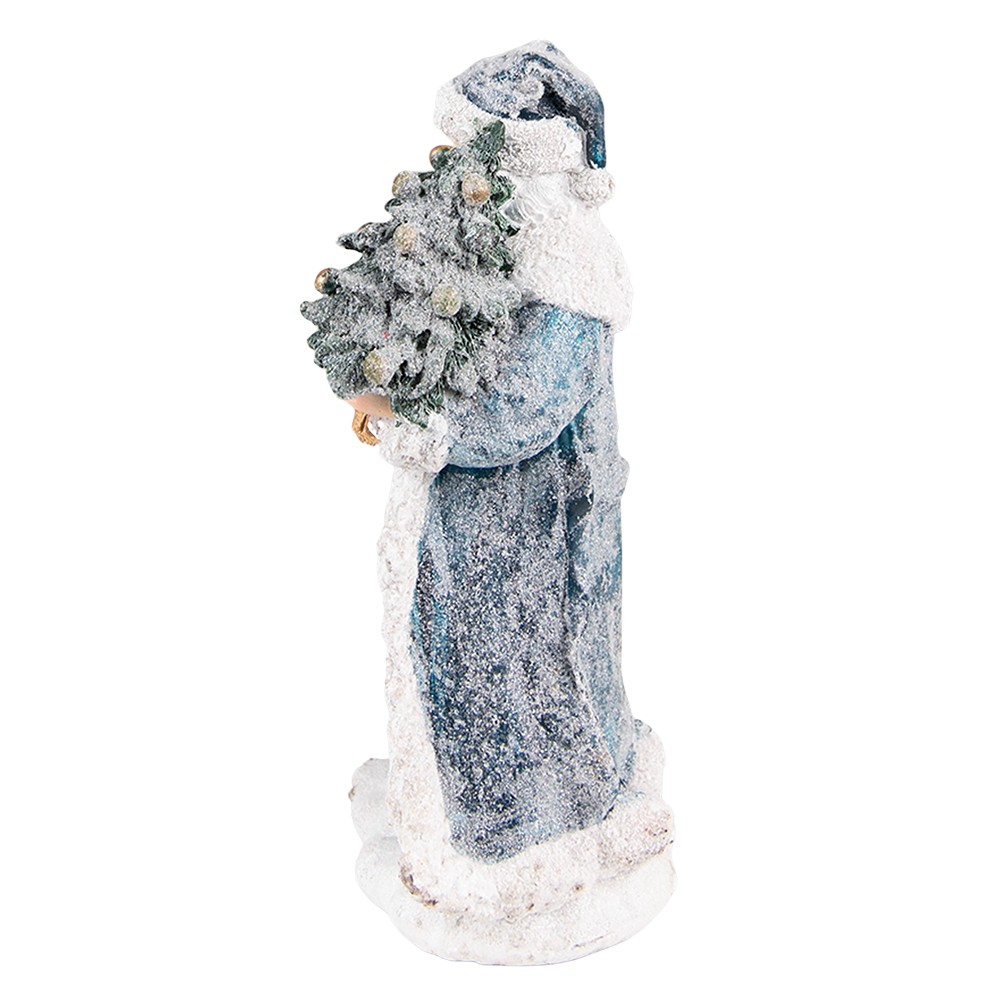 Šedá dekorace Santa s vánočním stromečkem - 11*9*21 cm