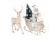 Béžová dekorace sáňky s andílky, jelenem a led světýlky - 36*10*26 cm / 2*AAA