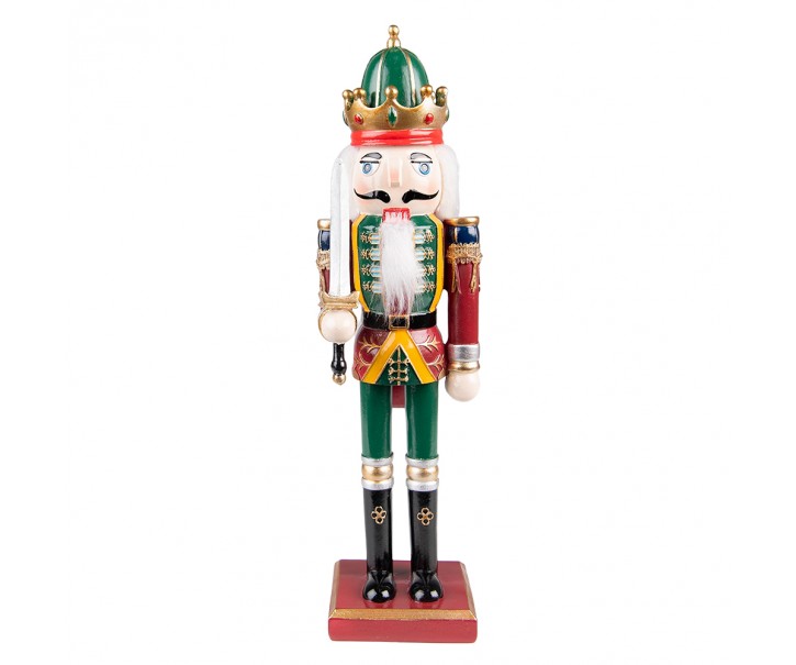 Vánoční dekorace socha Louskáček v červeno-zeleném - 9*7*30 cm
