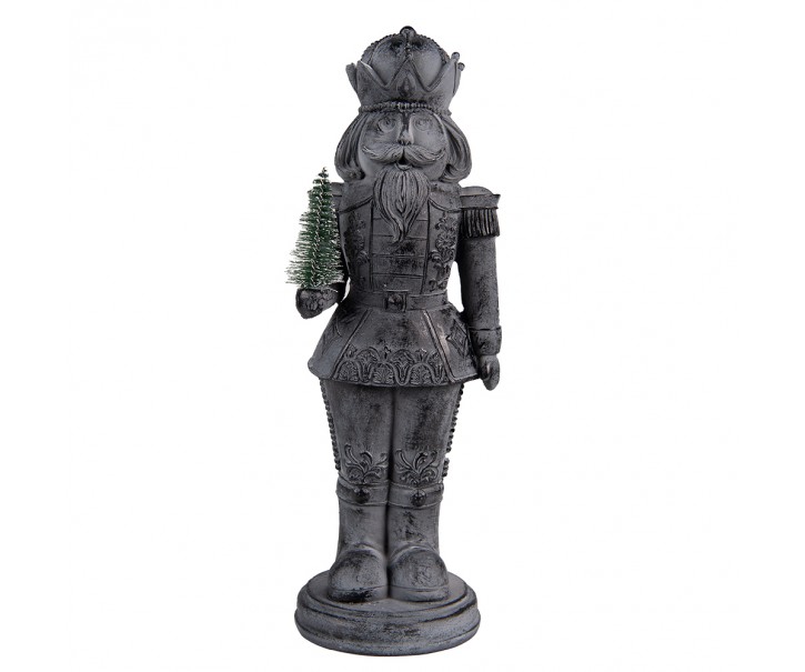 Dekorace louskáček s vánočním stromečkem Šedá 13*10*32 cm - 12*10*32 cm Clayre & Eef