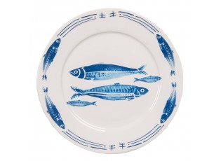 Porcelánový dezertní talíř  s rybkami  Fish Blue - Ø 20*2 cm