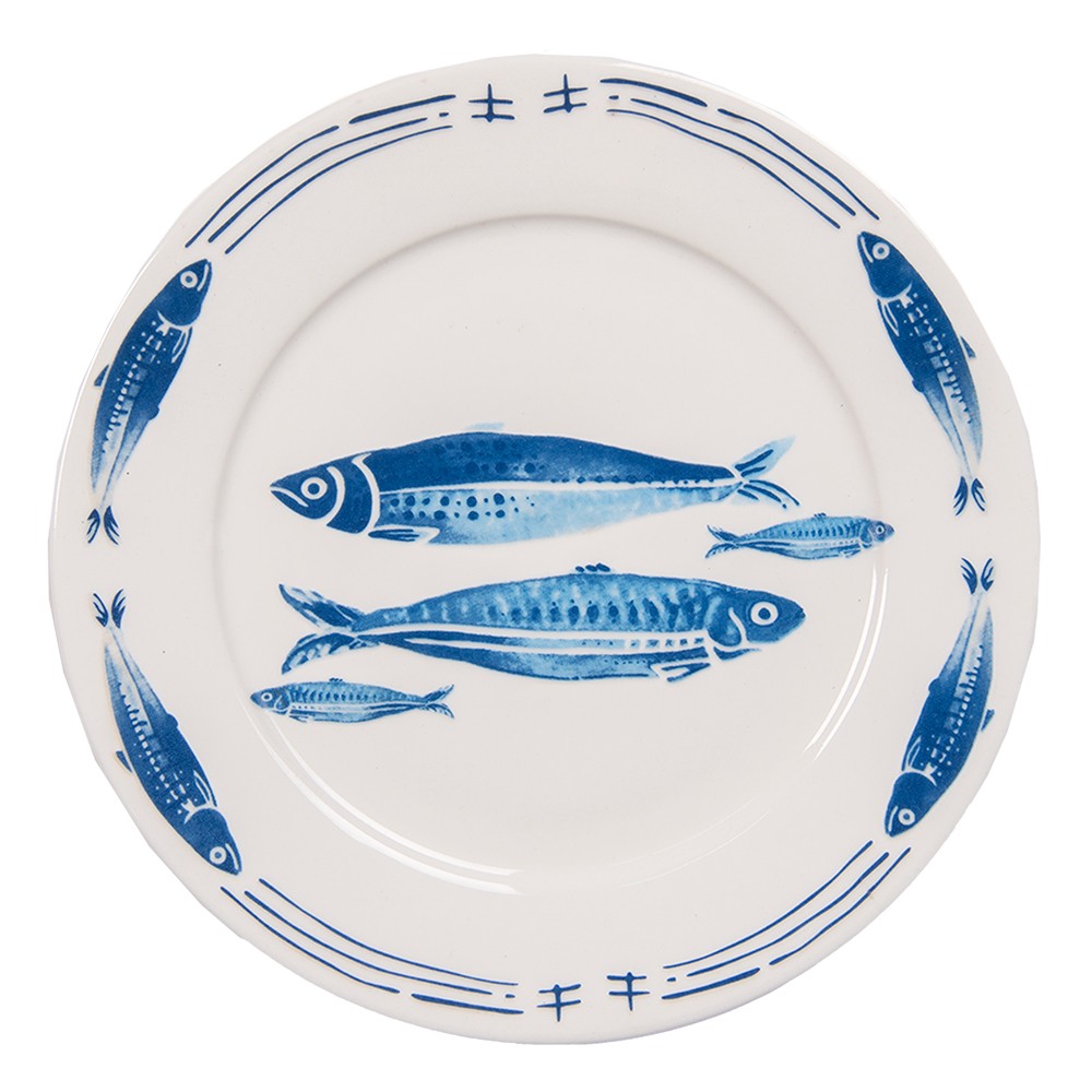 Porcelánový dezertní talíř s rybkami Fish Blue - Ø 20*2 cm