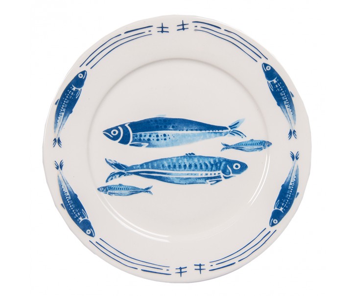 Porcelánový jídelní talíř s rybkami Fish Blue - Ø 26*2 cm