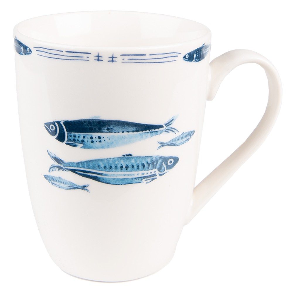 Porcelánový hrnek s rybkami Fish Blue - 12*9*11 cm / 330 ml