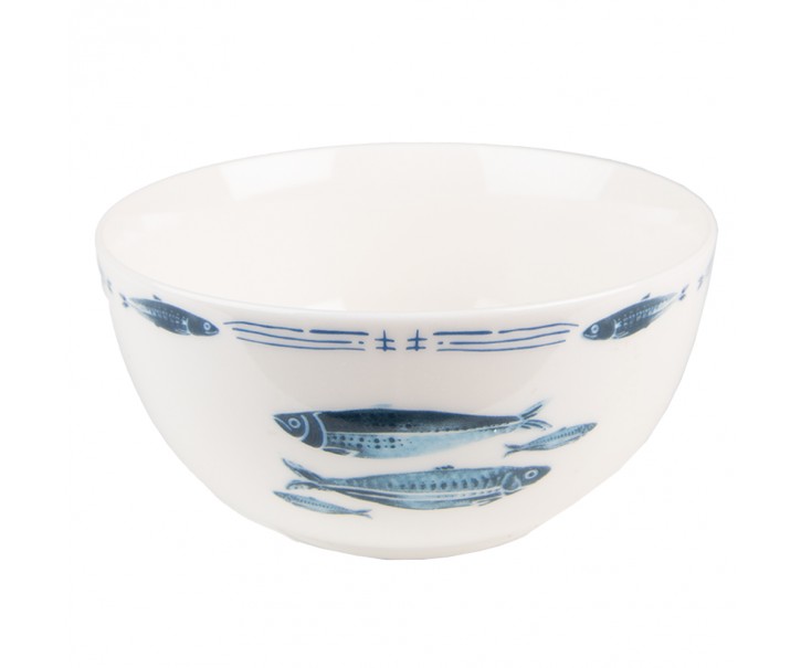 Porcelánová miska na polévku s rybkami Fish Blue - Ø 14*7 cm / 500 ml