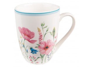 Barevný porcelánový hrneček s květy Meadow - 12*8*10 cm / 356 ml