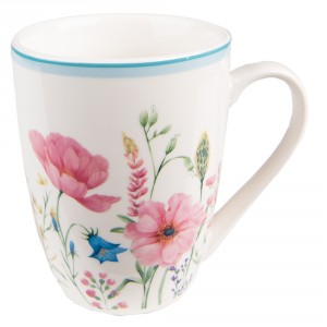Barevný porcelánový hrneček s květy Meadow - 12*8*10 cm / 356 ml