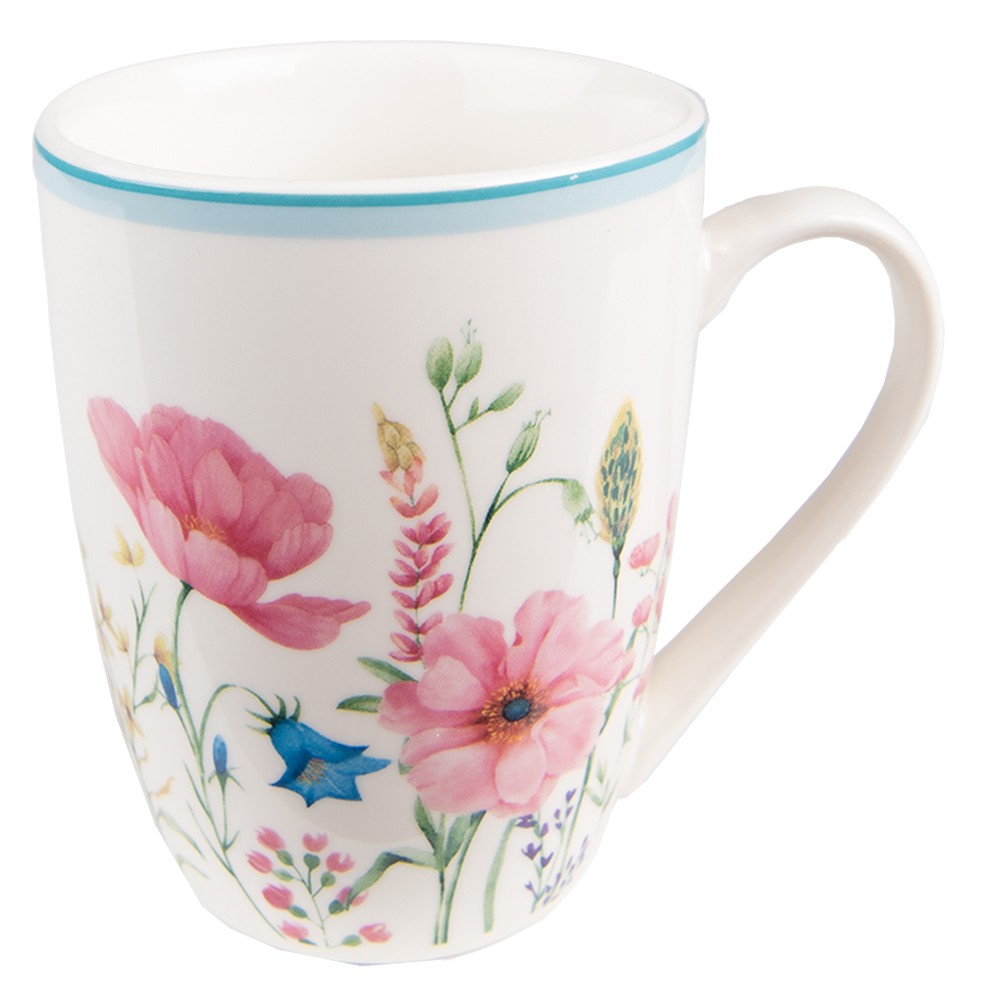 Barevný porcelánový hrneček s květy Meadow - 12*8*10 cm / 356 ml
