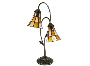 Stolní lampa Tiffany Flowerbell orange - 35*18*61 cm E14/max 2*25W