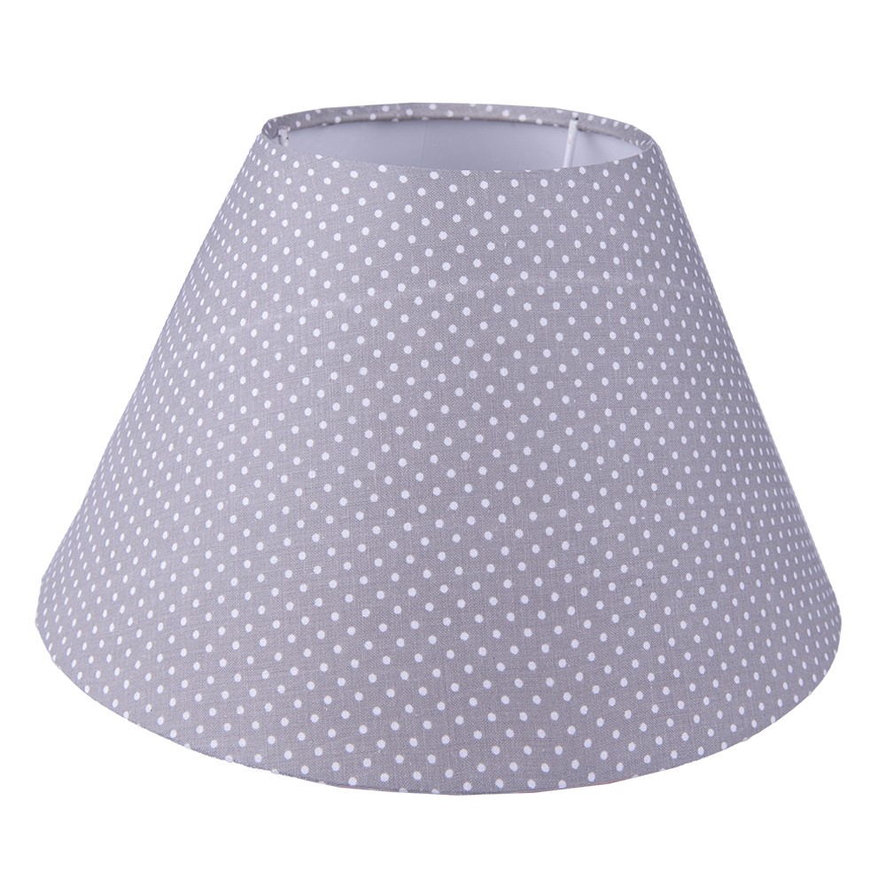 Šedé puntíkované látkové stínidlo lampy - Ø 23*15 cm / E27
