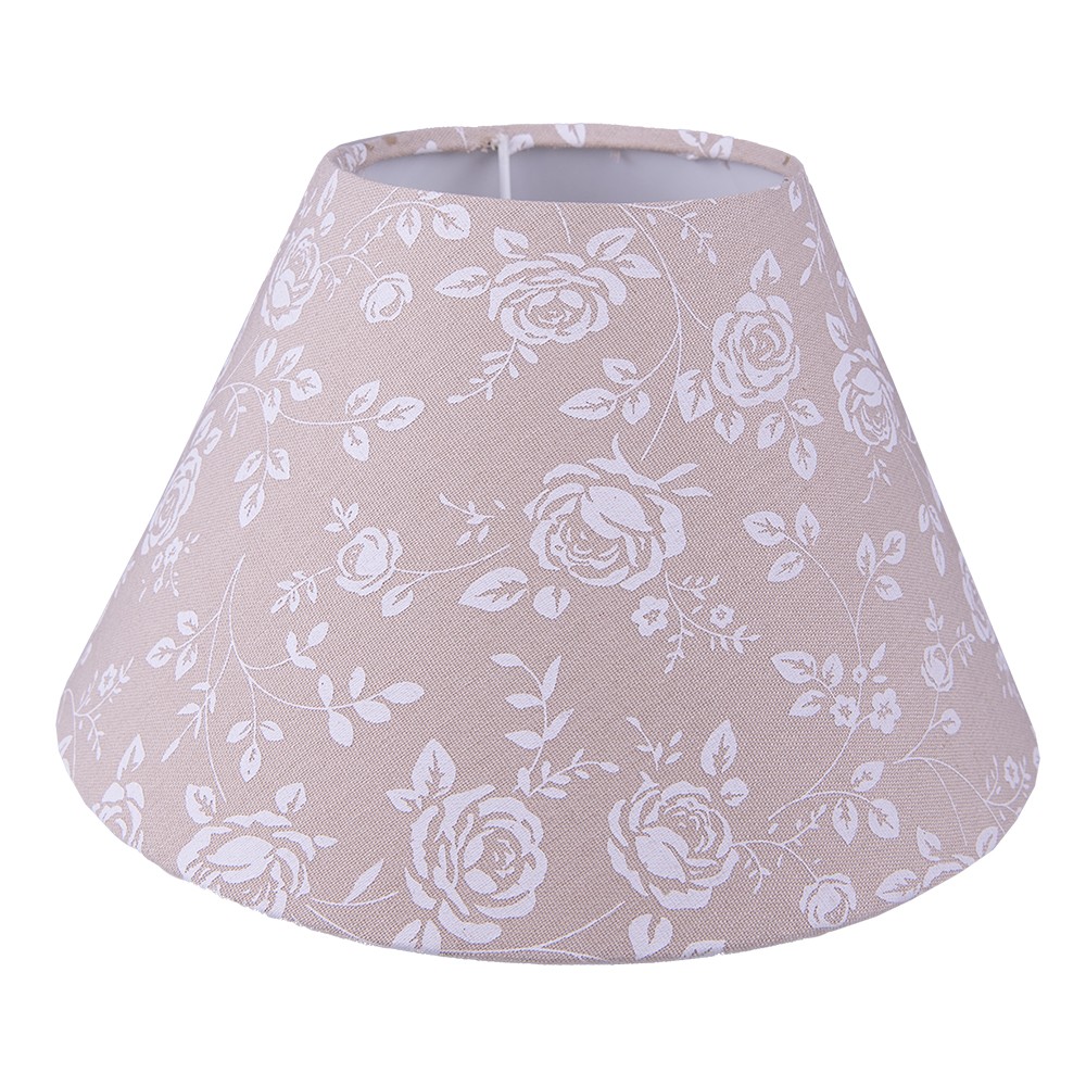 Levně Béžové stínidlo lampy s květy růží - Ø 23*15 cm / E27 6LAK0535M