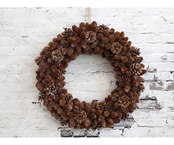 Přírodní věnec ze šišek a glitry Pine Cones - Ø 48 cm