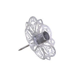 Zinkový antik zapichovací stojan na úzkou svíčku na věnec - Ø 11*9 cm