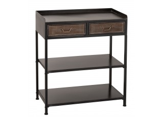 Černý antik kovový konzolový stůl se šuplíky Valio Black - 75*38*84cm