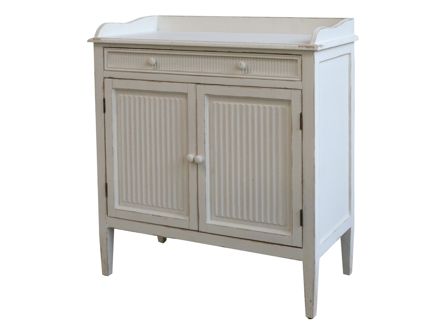 Bílá antik dřevěná komoda s dvířky Old French Satin - 83*41*92cm
