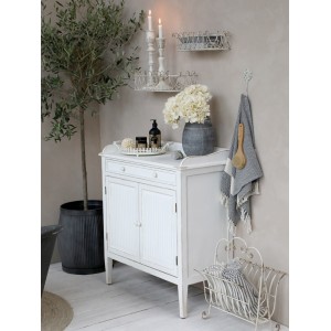 Bílá antik dřevěná komoda s dvířky Old French Satin - 83*41*92cm