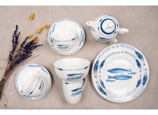 Tea for One s rybkami  Fish Blue - 17*11*14 cm / 400 ml / 250 ml