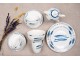 Porcelánový šálek s podšálkem s rybkami Fish Blue - 12*6*6 cm / Ø 15*2 cm / 250 ml