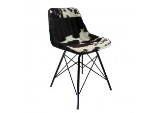 Bílo-černá kožená židle s kovovými nohami Bos Taurus - 50*53*79cm
