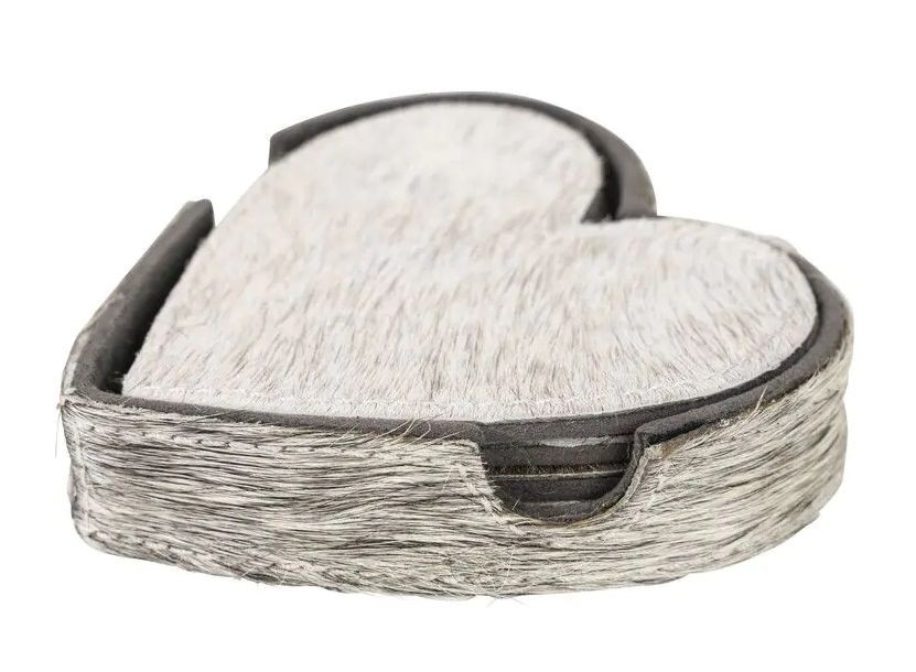 Sada 4ks kožených podtácků ve tvaru srdce Heart grey - 13*13*3 cm