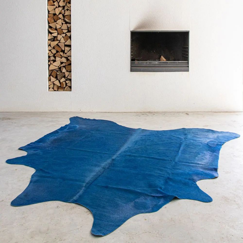 Modrý foberec z hovězí kůže Blue Cow - 180*250*0,3cm