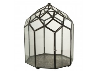 Černý kovový domácí skleník Terrarium - 25*25*38 cm