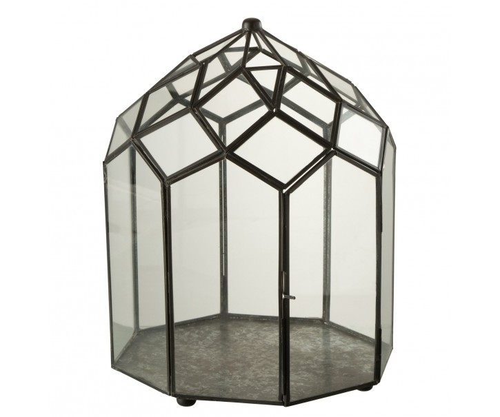 Černý kovový domácí skleník Terrarium - 25*25*38 cm