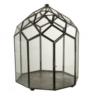 Černý kovový domácí skleník Terrarium - 25*25*38 cm