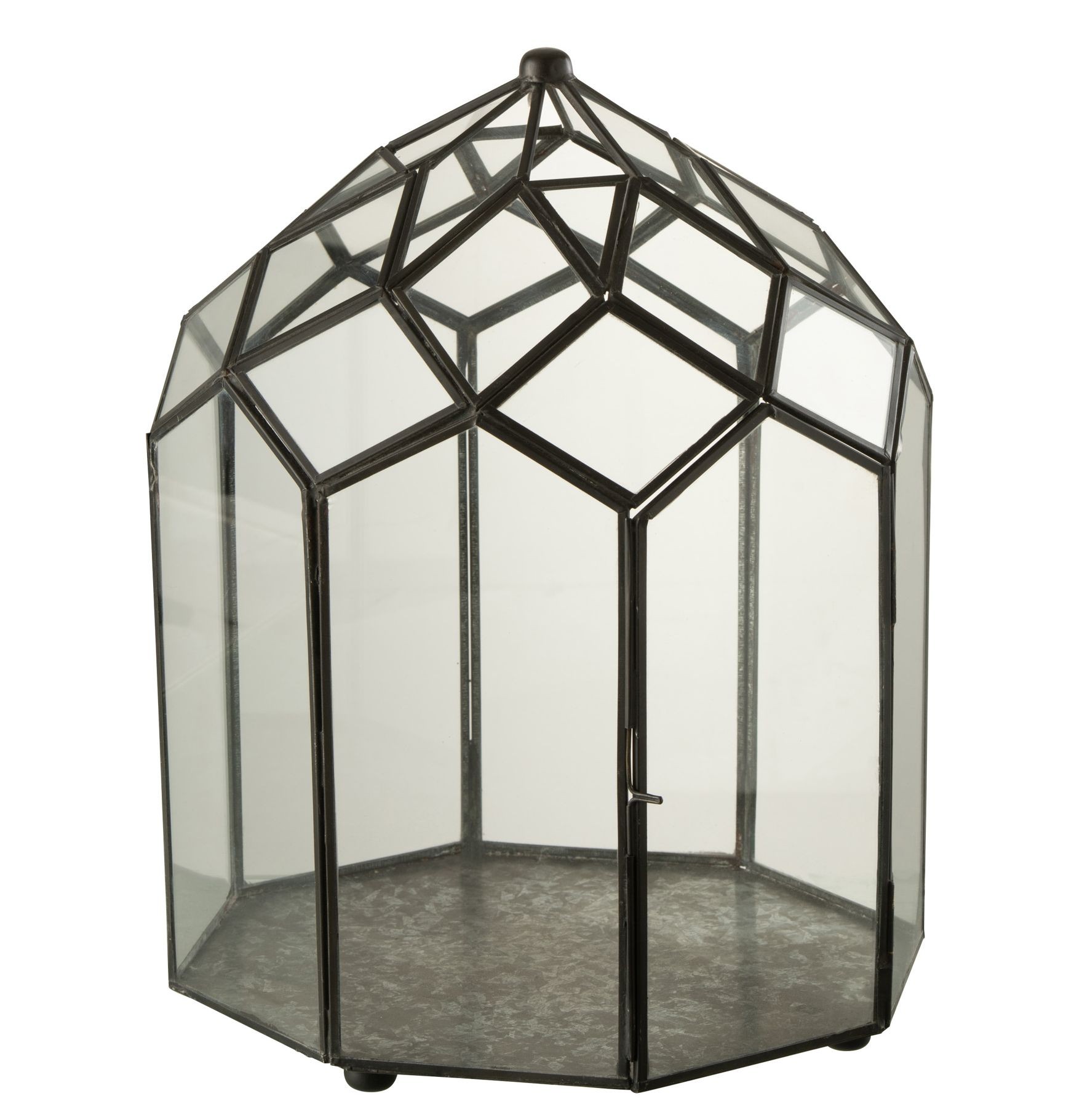 Černý kovový domácí skleník Terrarium - 25*25*38 cm J-Line by Jolipa