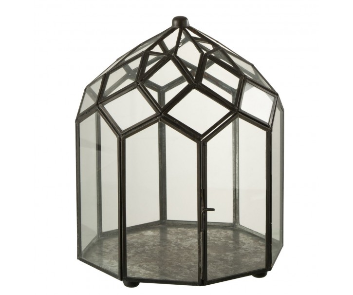 Černý kovový domácí skleník Terrarium - 23*23*30cm