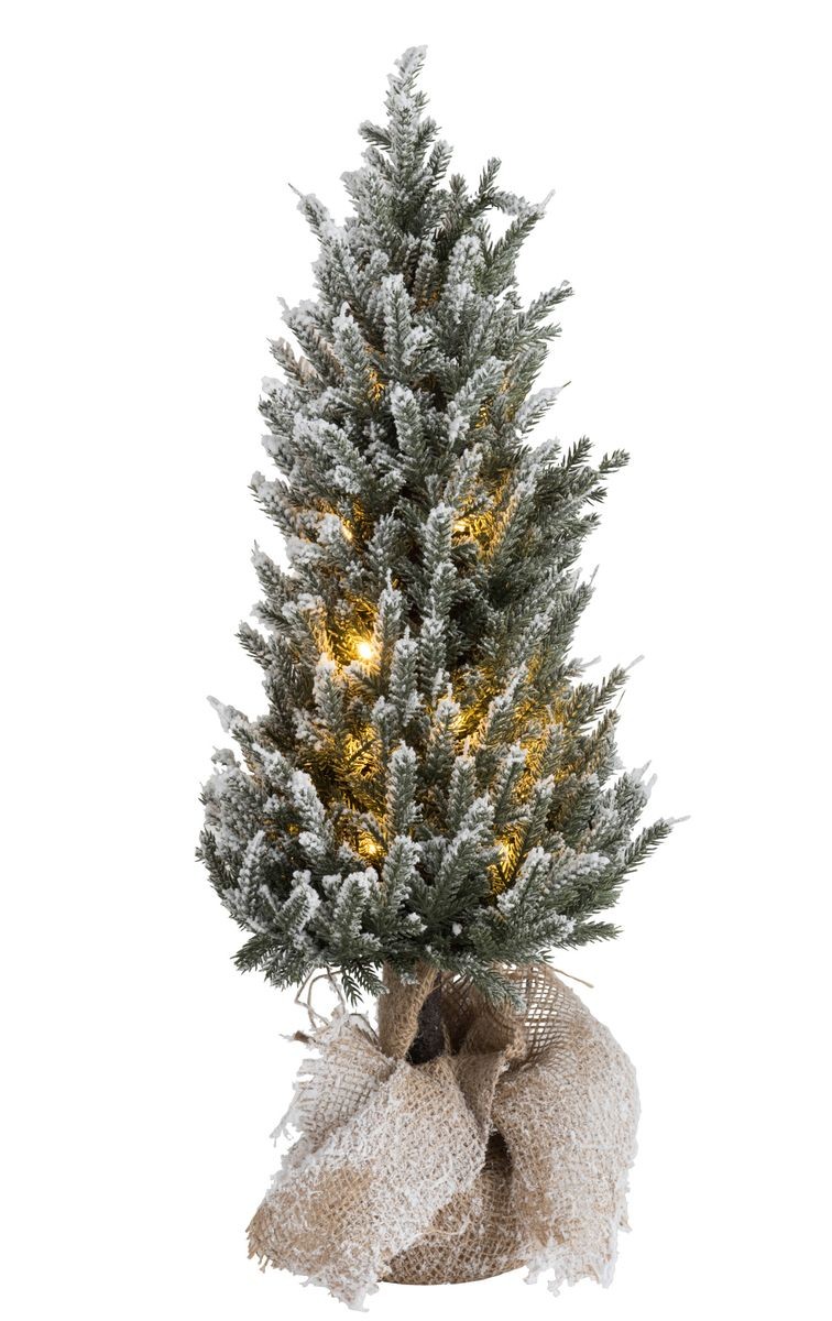 Zasněžený vánoční stromek v jutě se světýlky - Ø 20*60cm J-Line by Jolipa