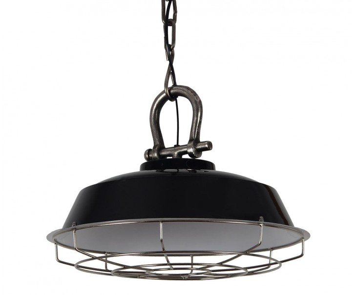 Černé závěsné kovové světlo Milan black - Ø 36*30 cm