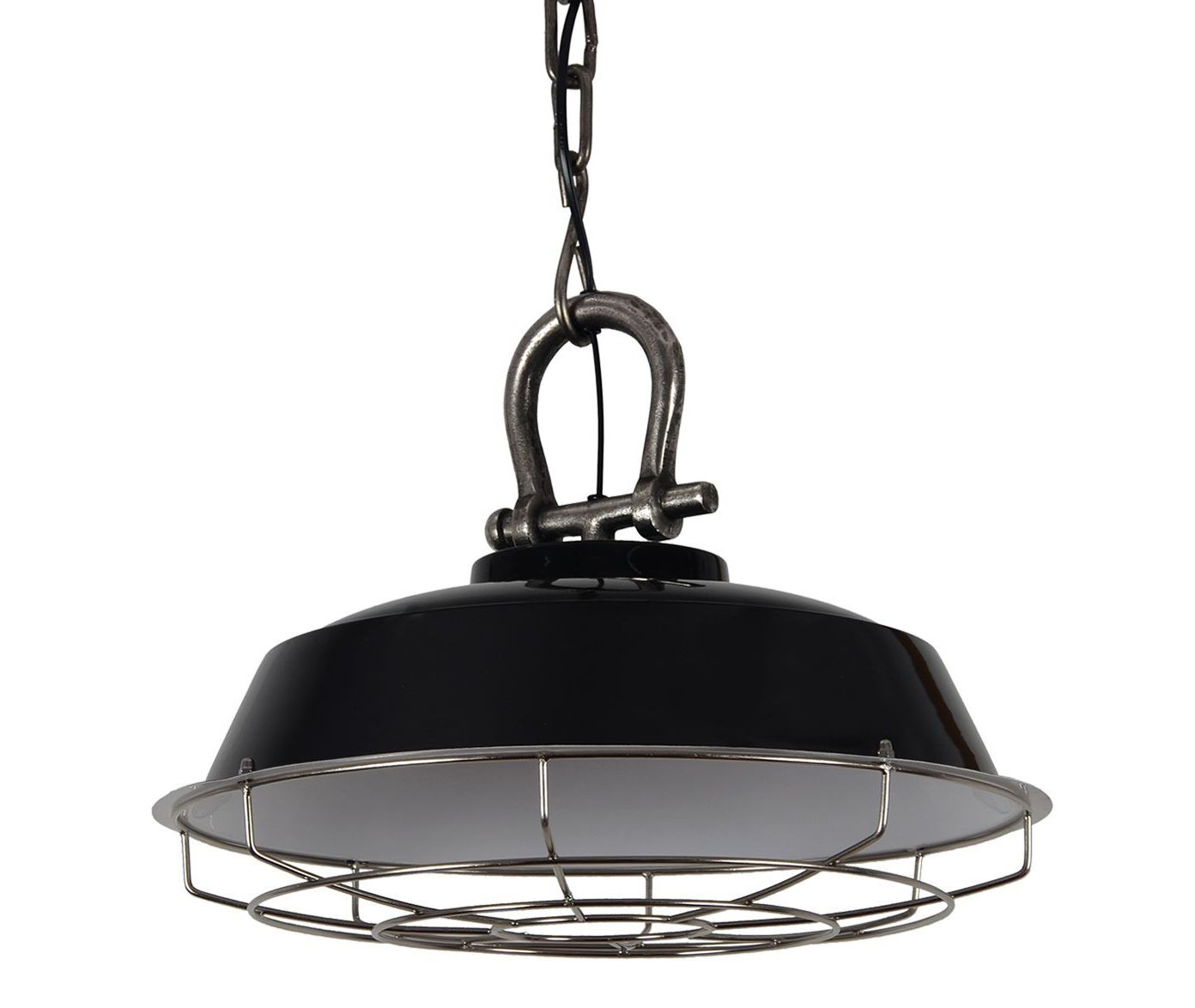 Černé závěsné kovové světlo Milan black - Ø 36*30 cm Collectione