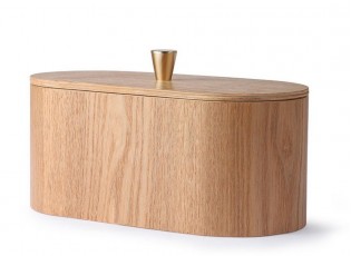 Dřevěný oválný box s víkem - 23*11*10cm