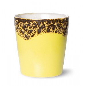 Žluto-hnědý retro hrnek na kávu Coffee 70s Solar - Ø7,5*8cm / 180ml 