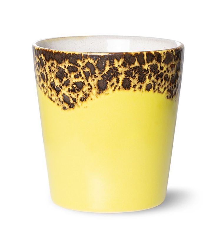 Žluto-hnědý retro hrnek na kávu Coffee 70s Solar - Ø7,5*8cm / 180ml 
