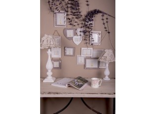 Béžové stínidlo lampy s mašlí, volánkem a srdíčky - Ø 23*15 cm / E27