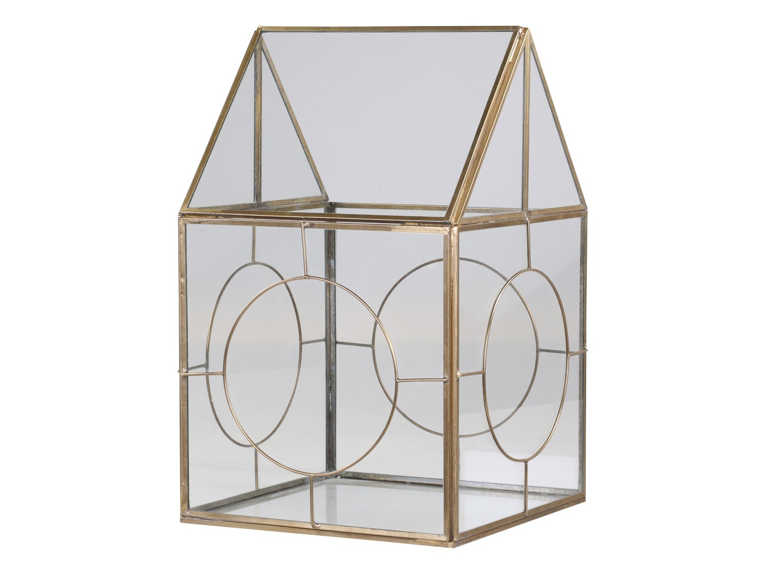 Bronzová antik kovová lucerna Candle house - 20*20*33cm