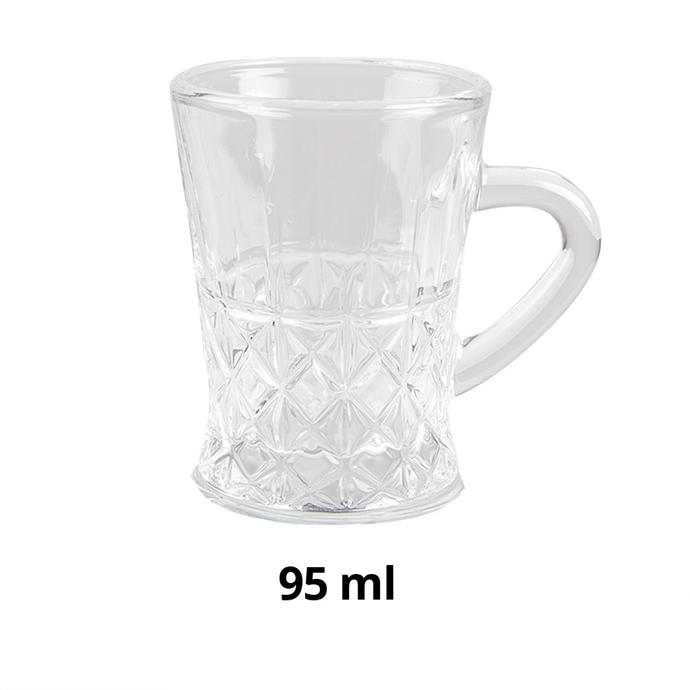 Transparentní skleněný hrnek na nápoj - 6*8*8 cm / 95 ml